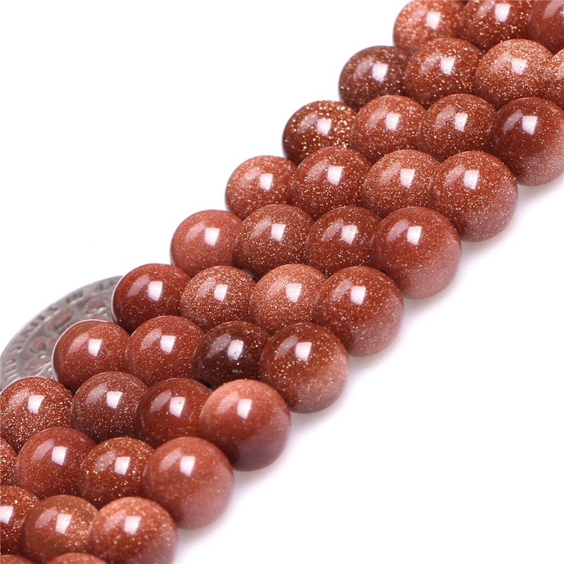 JOE FOREMAN Brown Gold Sandstone Beads for Jewelry Making Gemstone Semi Precious 8mm Round 15" JOE FOREMAN - Image 1